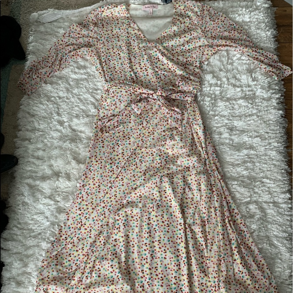 Long colorful polka dot long sleeve dress